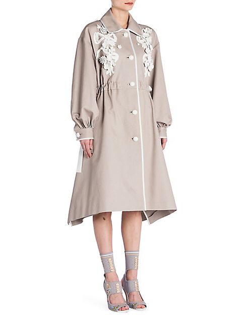 Fendi - Leather Accented Cotton Trenchcoat