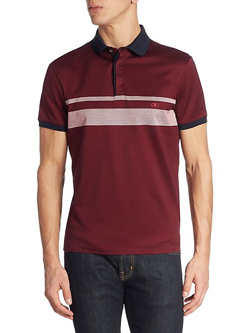 Salvatore Ferragamo - Racer-Striped Sateen Cotton Polo