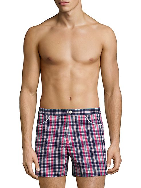 T. Christopher - Slim-Fit Plaid Printed Hampton Trunks