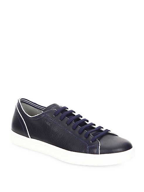 Geox - Textured Lace-Up Leather Shoes