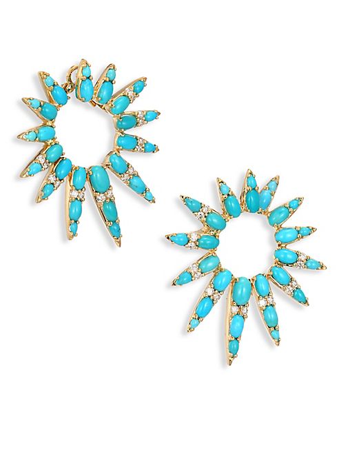 Nikos Koulis - Spectrum Diamond & Turquoise Hoop Earrings/1.5