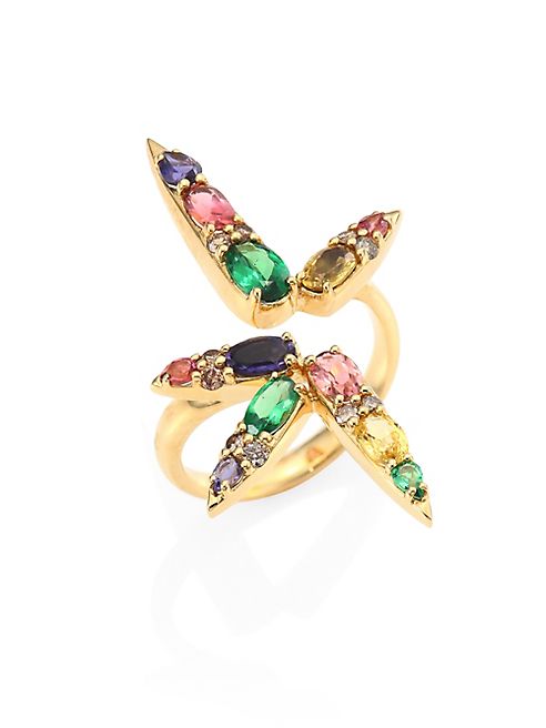 Nikos Koulis - Spectrum Brown Diamond, Tsavorite, Iolite, Pink Tourmaline, Yellow Beryls & Rhodolite Ring