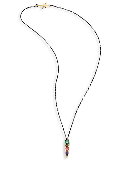 Nikos Koulis - Spectrum Diamond, Tsavorite, Iolite & Pink Tourmaline Pendant Necklace