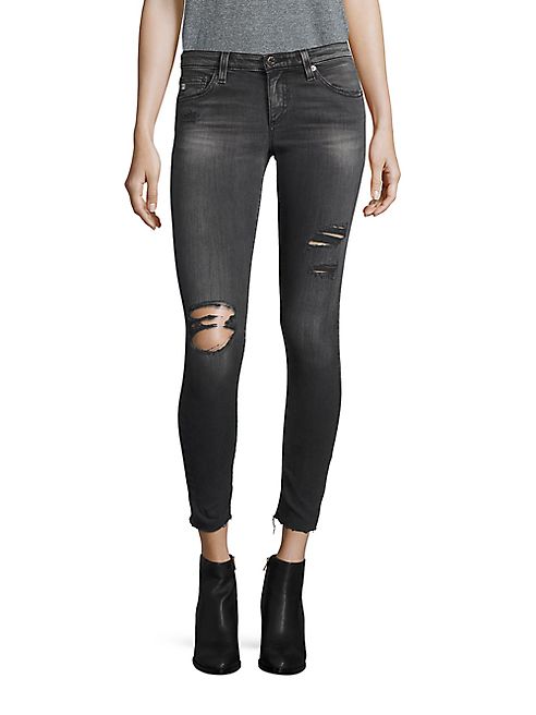 AG - Distressed Super Skinny Legging Ankle Jeans