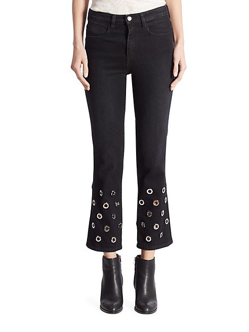 Brockenbow - Juliette High-Rise Grommet Cropped Flared Jeans