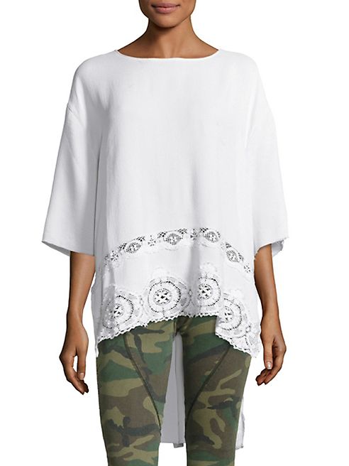 Faith Connexion - High-Low Crepe Lace Top