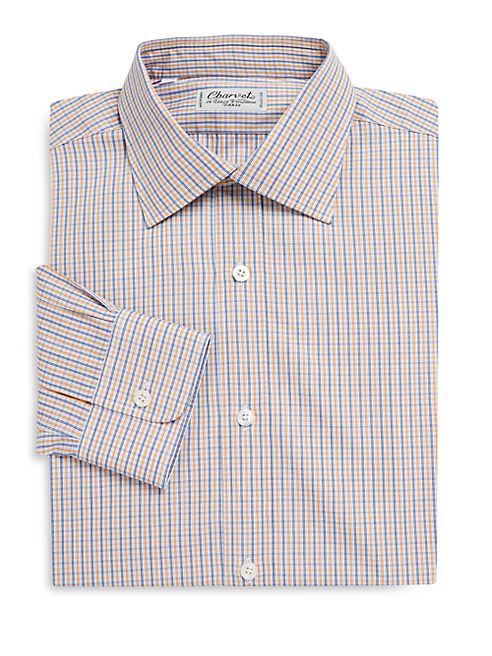 Charvet - Regular-Fit Plaid Cotton Dress Shirt