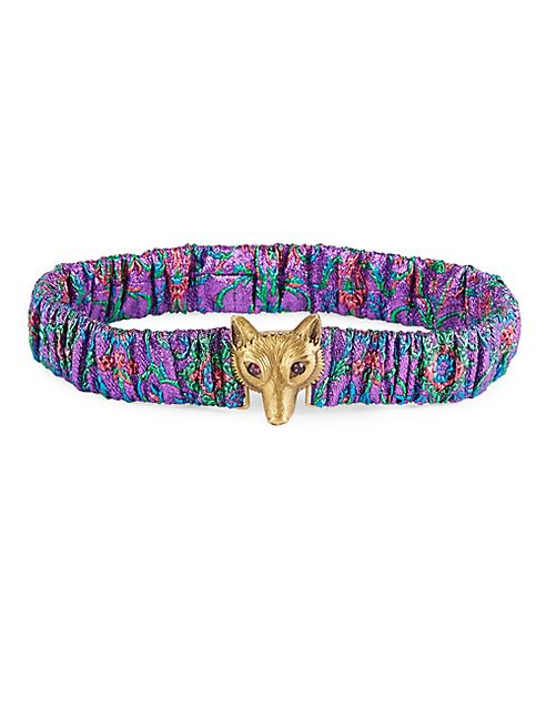 Gucci - Printed Satin Fox-Buckle Belt