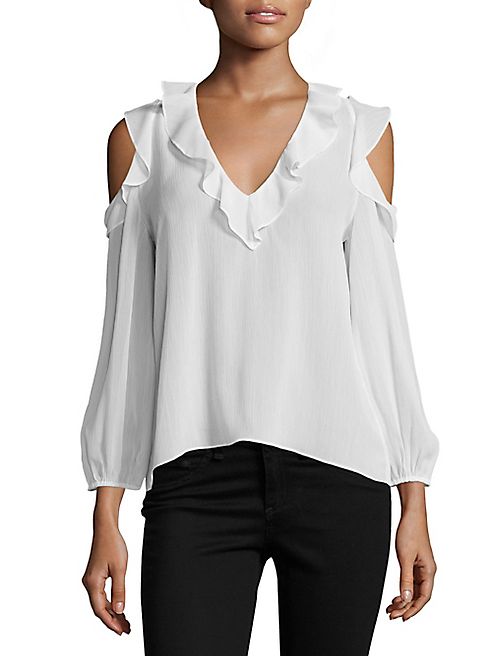 Alice + Olivia - Gia Ruffle Cold-Shoulder Blouse