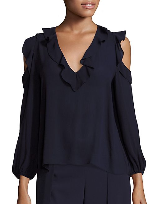 Alice + Olivia - Gia Ruffle Cold-Shoulder Blouse