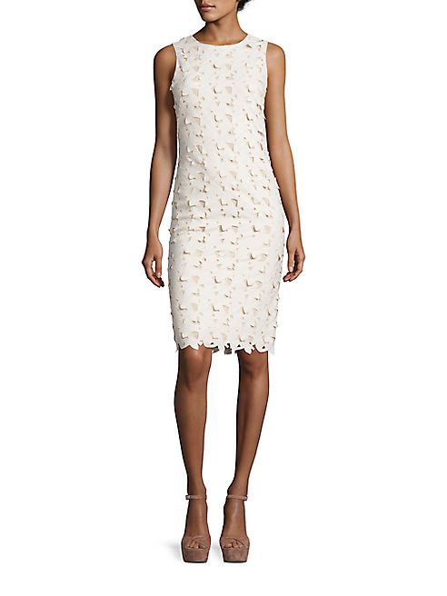 Alice + Olivia - Fey Embroidered Faux Leather Lace Dress