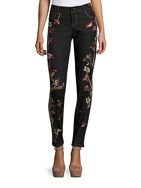 Alice + Olivia - Jane Embroidered Skinny Jeans