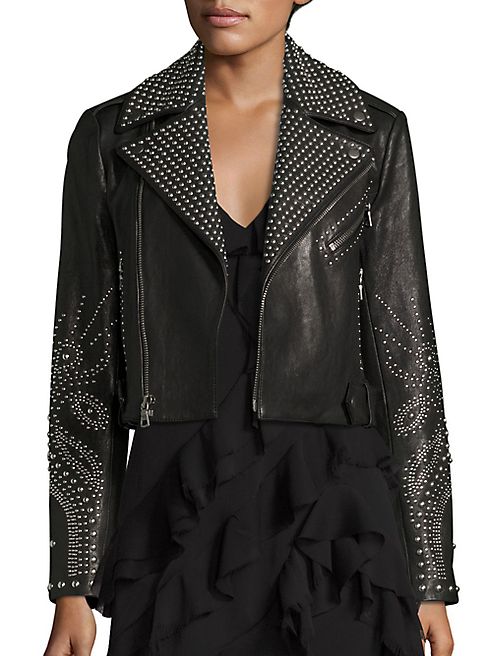 Alice + Olivia - Cody Studded Leather Moto Jacket