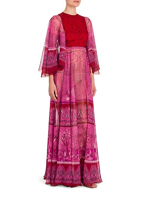 Valentino - Flutter Sleeve Maxi Dress