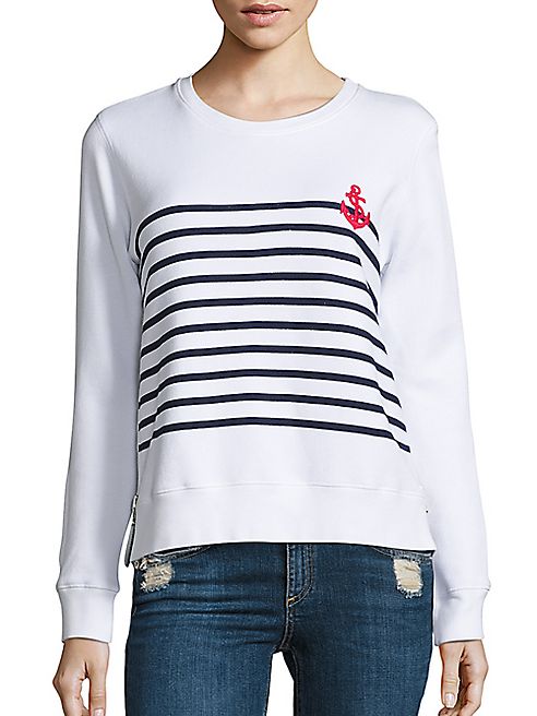 SUNDRY - Stripes & Anchor Double Zip T-Shirt