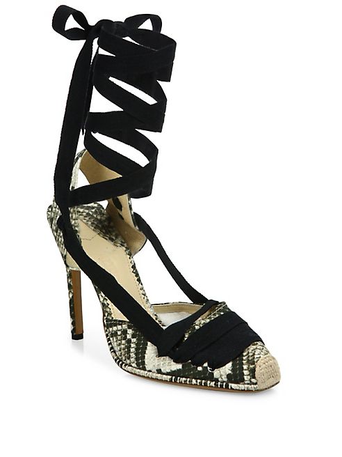 Altuzarra - Snake-Print Leather Lace-Up d'Orsay Pumps