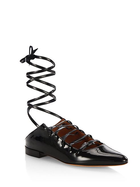 Givenchy - Showline Patent Leather Lace-Up Ballet Flats