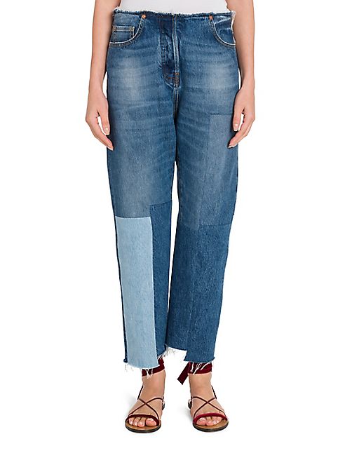 Valentino - Cropped Patchwork Denim Jeans