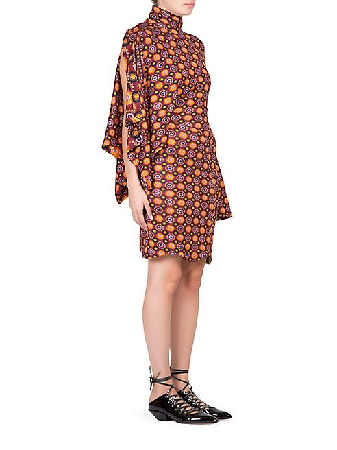 Givenchy - One-Sleeve Psychedelic Floral Dress