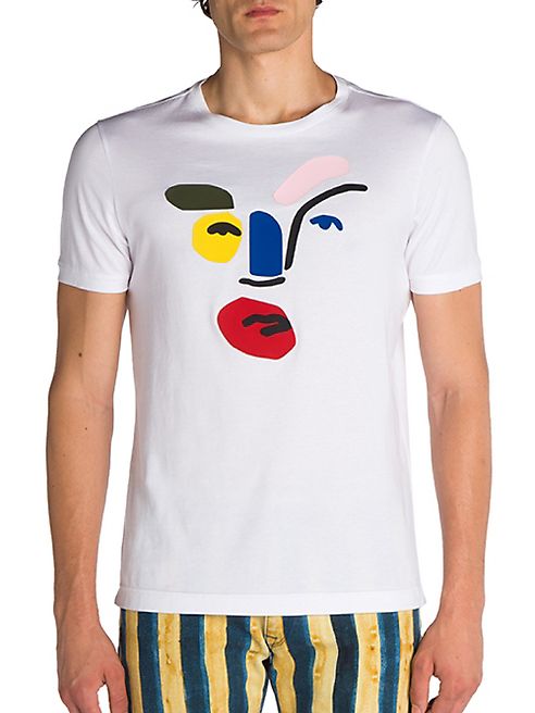 Fendi - Leather Inlay Picasso Face Tee
