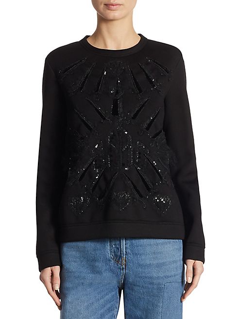 Valentino - Love Blades Velvet-Embroidered Sweatshirt