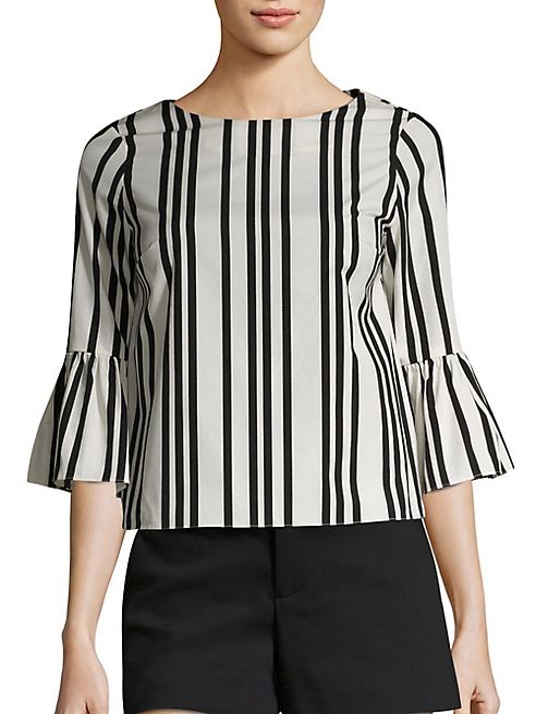 Alice + Olivia - Bernice Striped Bell Sleeve Top