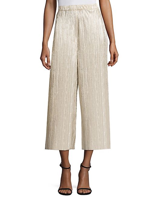 Alice + Olivia - Elba Metallic Plissé Ankle Pants