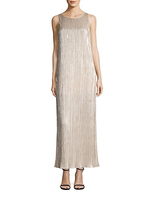 Alice + Olivia - Lucia Metallic Plissé Maxi Dress