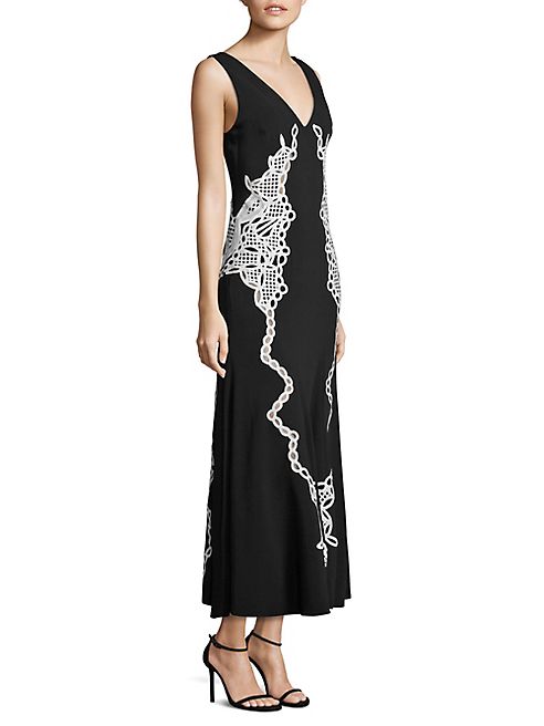 Jonathan Simkhai - Appliquéd Deep V-Neck Gown