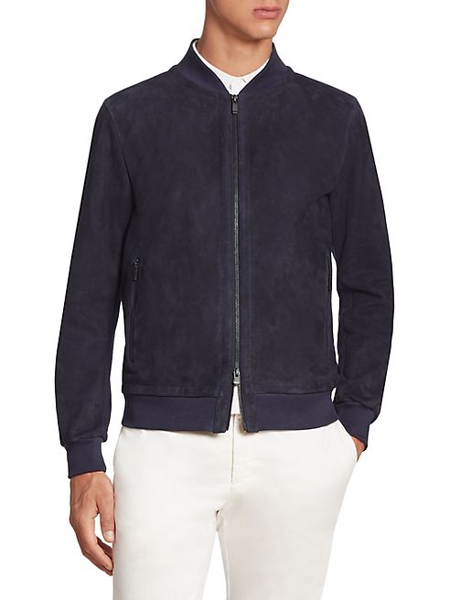 Z Zegna - Perforated Suede Blend Bomber Jacket