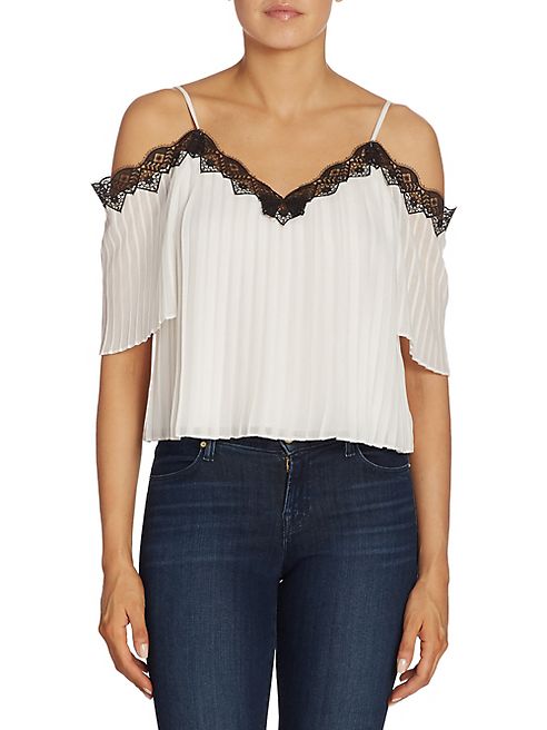 Alice + Olivia - Fefe Cold Shoulder Pleated Blouse