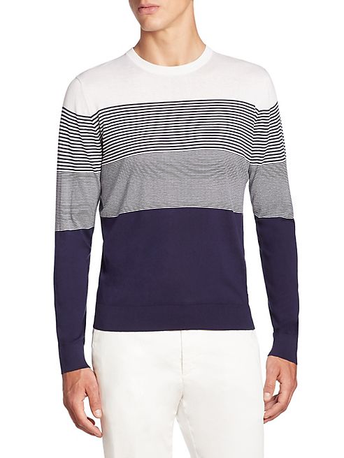 Z Zegna - Multistriped Colorblock Silk Blend Sweater