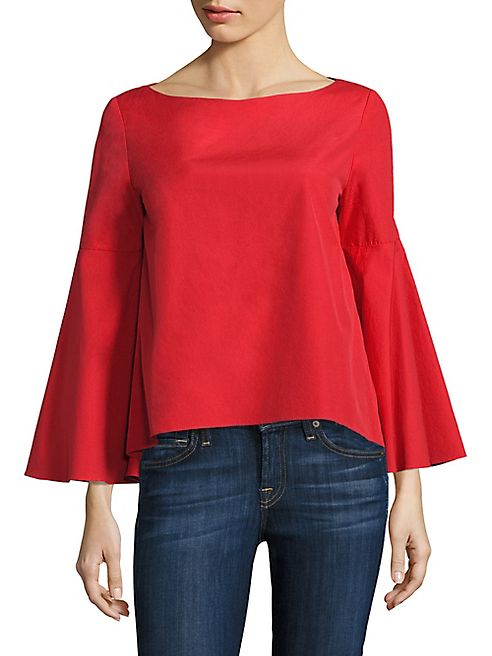 Alice + Olivia - Shirley Bell Sleeve Split-Back Top