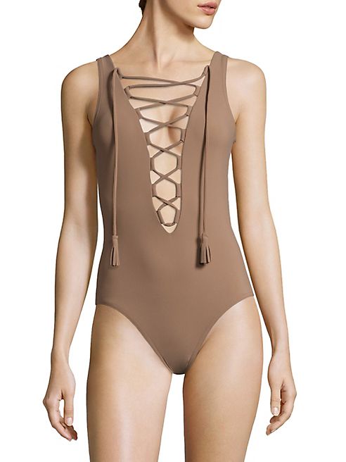 Karla Colletto Swim - One-Piece Entwined Lace-Up Swimsuit