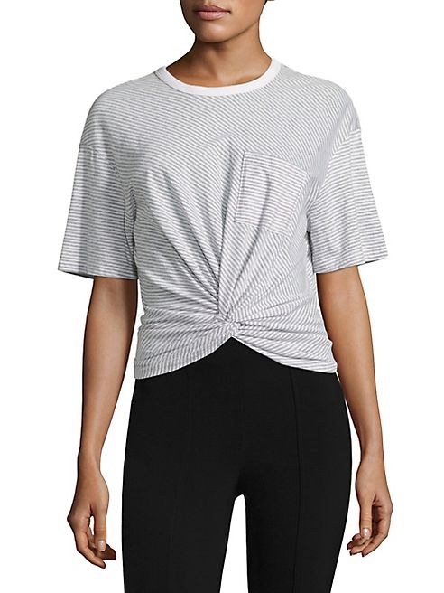 T by Alexander Wang - Twist Front Striped Cotton Jersey Tee