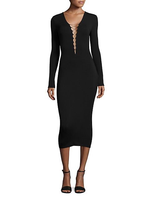 T by Alexander Wang - Lace-Up Midi Dress