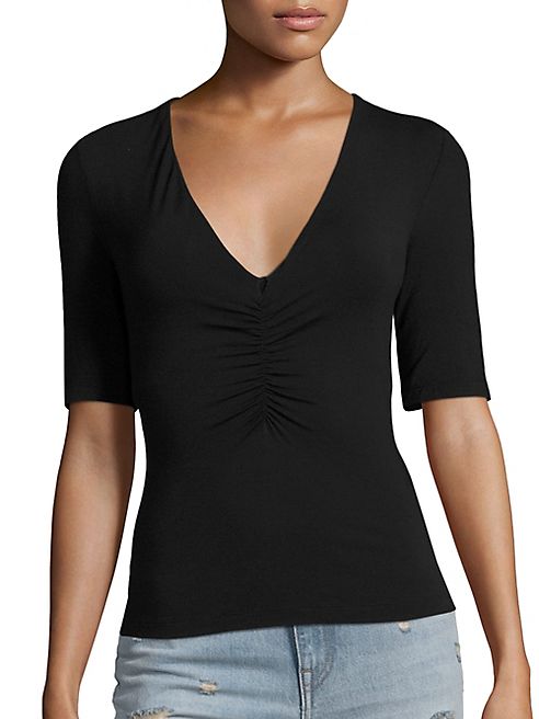 T by Alexander Wang - Shirred V-Neck Tee