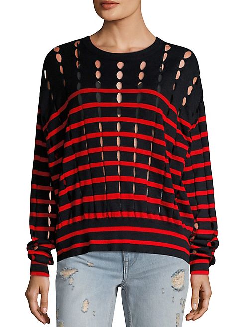 T by Alexander Wang - T by Striped Cotton Pullover