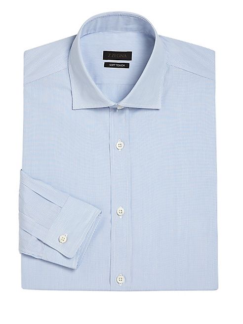 Z Zegna - Slim-Fit Soft Touch Striped Cotton Dress Shirt