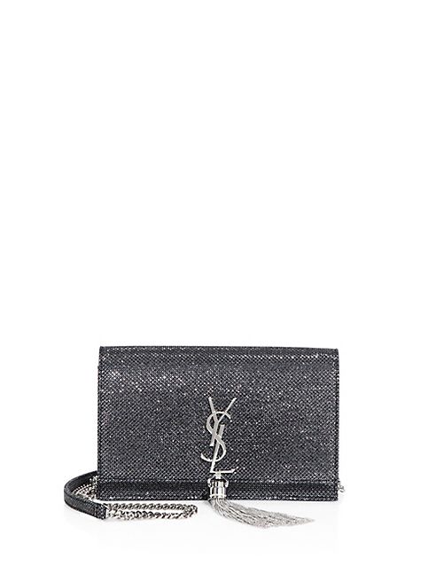 Saint Laurent - Kate Monogram Metallic Tassel Chain Wallet