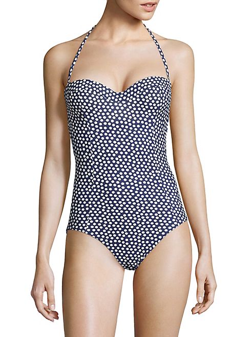 Tory Burch - One-Piece Nautical Dot Bandeau Swimsuit