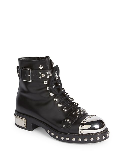 Alexander McQueen - Studded Leather Moto Booties