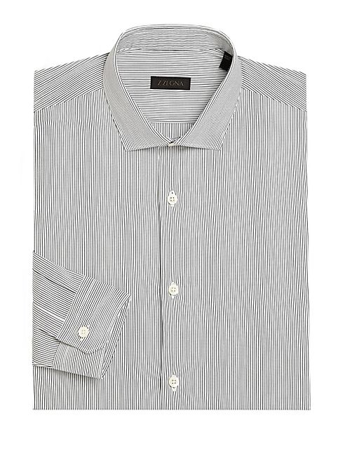 Z Zegna - Slim-Fit Atelier Pinstriped Dress Shirt