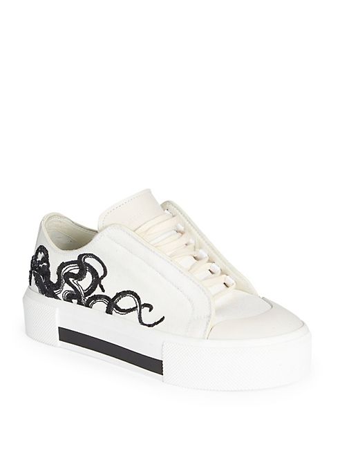 Alexander McQueen - Embroidered Canvas & Leather Low-Top Sneakers