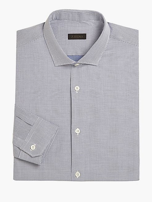 Z Zegna - Slim-Fit Atelier Royal Micro-Houndstooth Dress Shirt