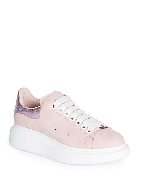 Alexander McQueen - Leather & Metallic Platform Sneakers