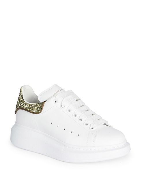 Alexander McQueen - Leather & Glitter Platform Sneakers