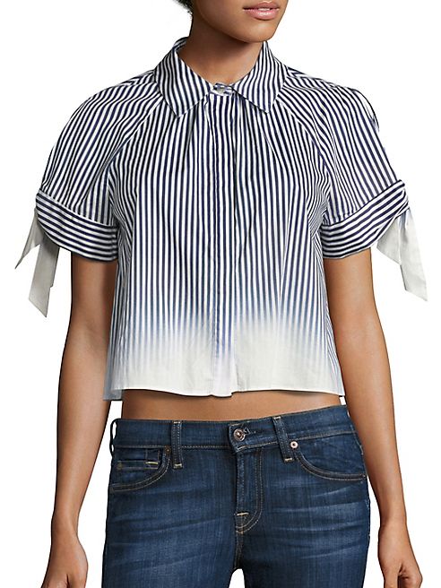 MILLY - Ombre Striped Tie Sleeve Top