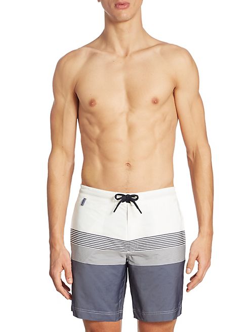 Z Zegna - Striped Drawstring Swim Trunks