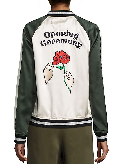 Opening Ceremony - Gestures Reversible Silk Varsity Jacket